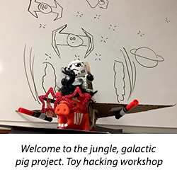 Welcome to the jungle, galactic pig project. Toy hacking workshop
