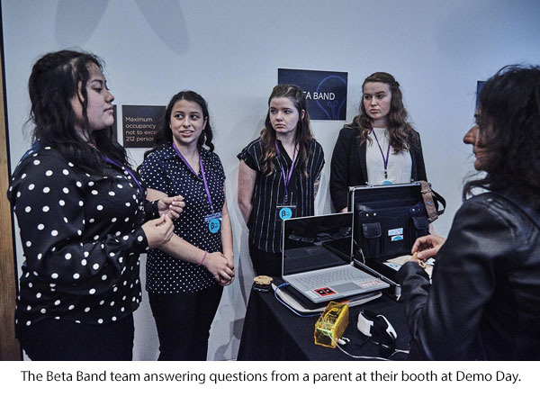 Young Women in Project Invent build Concussion Detector