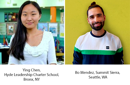 Image shows the faces of Bo Mendez and Ying Chen: The two educators being acknowledged in the educator spotlight