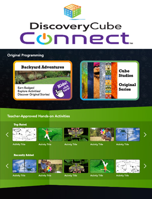 A picture of the homepage of the lessons of Discovery Cube Connect