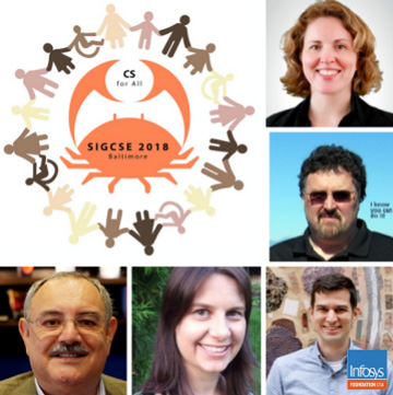 Photo collage of members of the panel: CS For All SIGCSE 2018 Baltimore Infosys