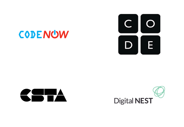 CODENOW Logo, CODE Logo, CSTA Logo, Digital NEST Logo